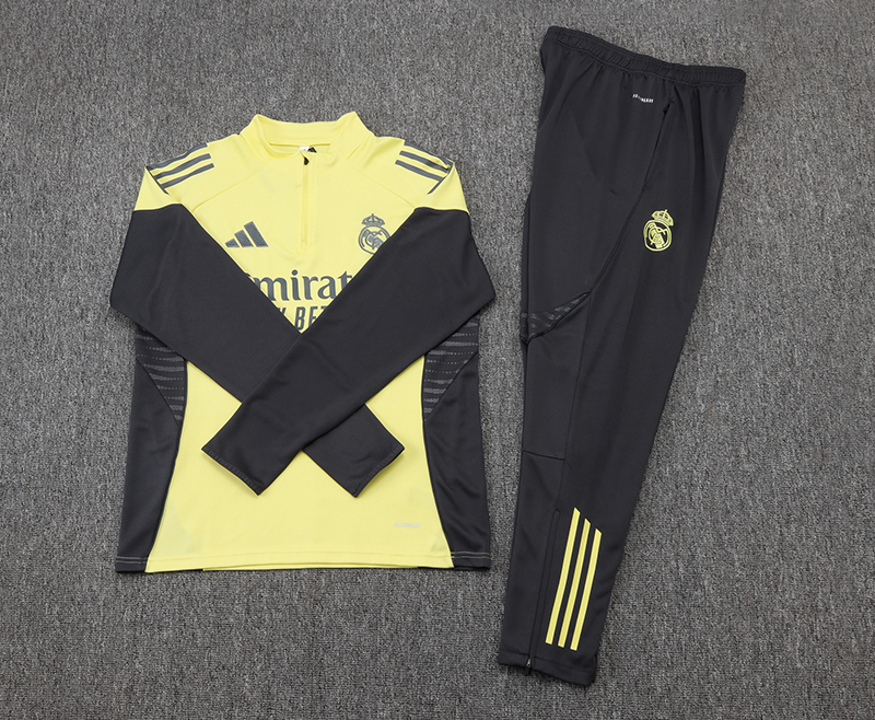 2025-2026 Real Madrid Light yellow Half-Pull Training Suit Football Shirt 1:1 Thai Quality Set