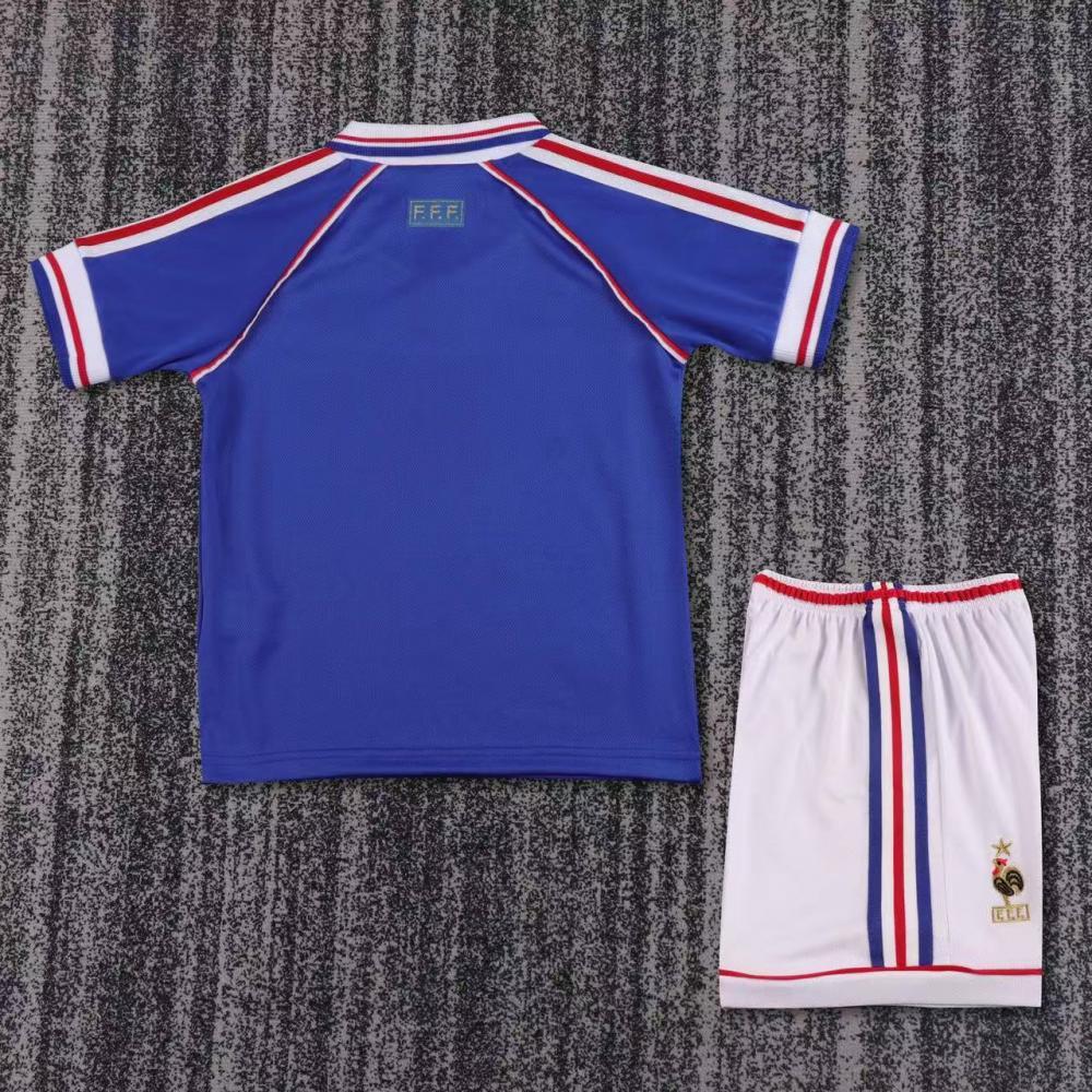 1998 Retro France Home Football Shirt 1:1 Thai Quality Kids Size