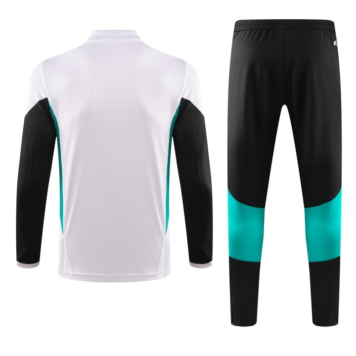 2023-2024 Manchester United Half-Pull Training Suit White Black Football Shirt 1:1 Thai Quality Set