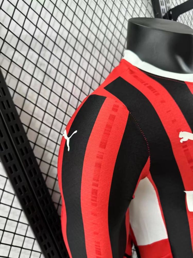2024/2025 Player Version AC Milan Home Long Sleeve Football Shirt 1:1 Thai Quality