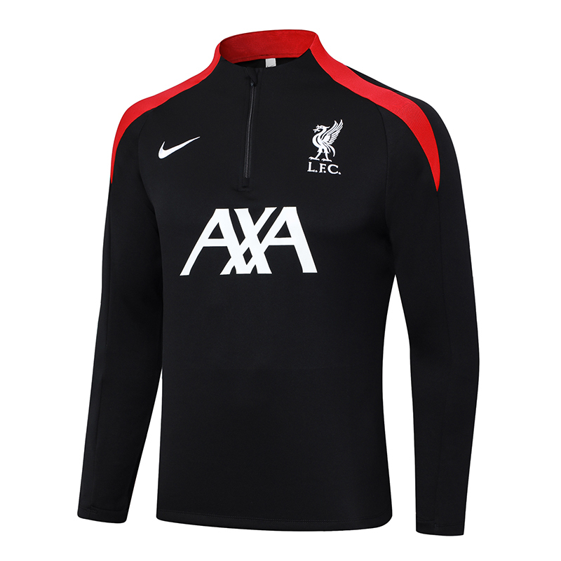 2024-2025 Liverpool Half-Pull Training Suit Black Jersey 1:1 Thai Quality Set