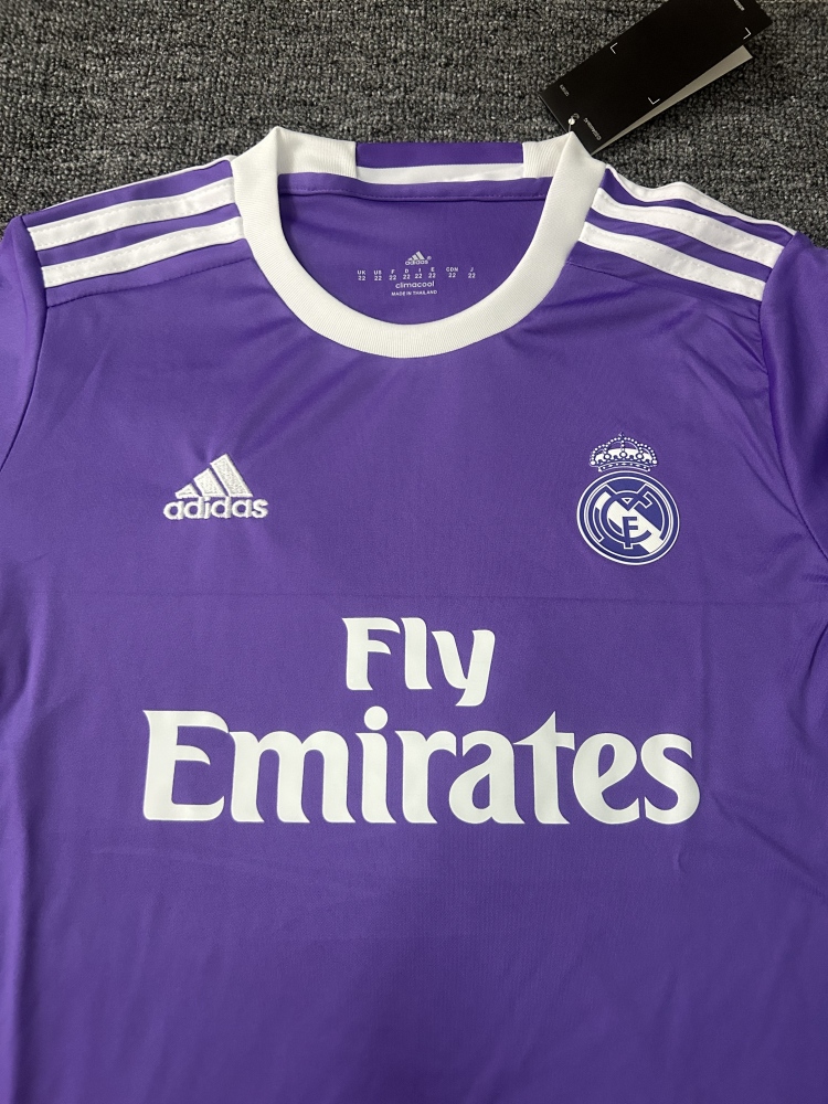 2016/2017 Retro Long Sleeve Real Madrid Away Football Shirt 1:1 Thai Quality Kids Size