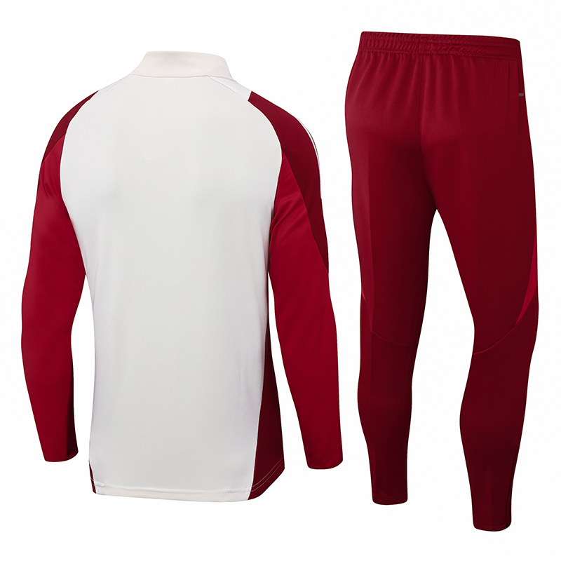 2024/2025 Bayern Half-Pull Training Suit White Red Jersey Set 1:1 Thai Quality