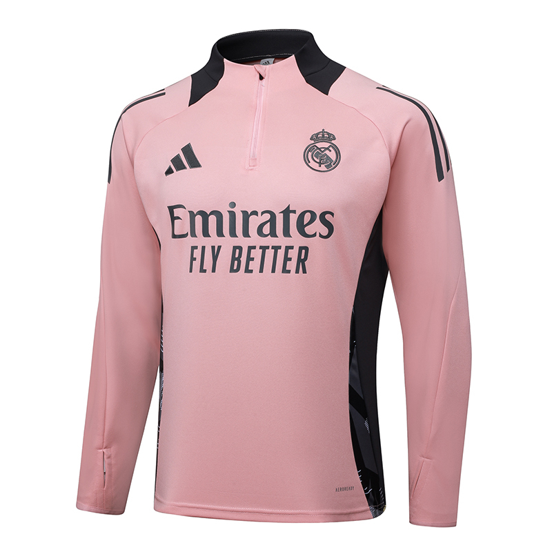 2024/2025 Real Madrid Pink Black Half-Pull Training Suit Football Shirt 1:1 Thai Quality Set