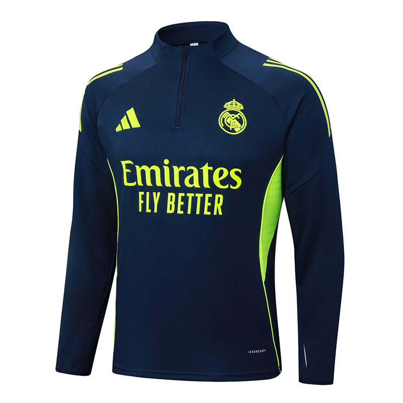 2025-2026 Real Madrid Royal Blue Half-Pull Training Suit Football Shirt 1:1 Thai Quality Set