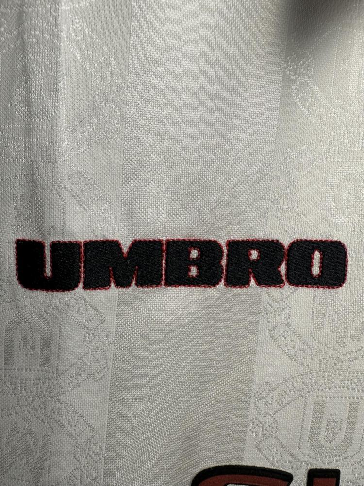 1998-1999 Retro Long Sleeve Manchester United Away White Football Shirt 1:1 Thai Quality