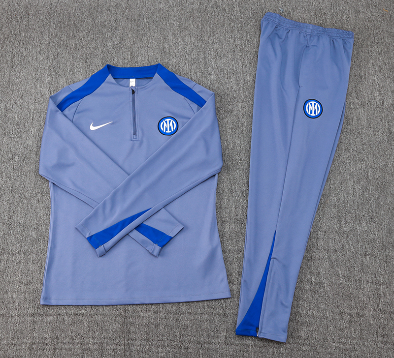 2024/2025 Inter Milan Half-Pull Training Suit Grey Football Jersey 1:1  Thai Quality Set