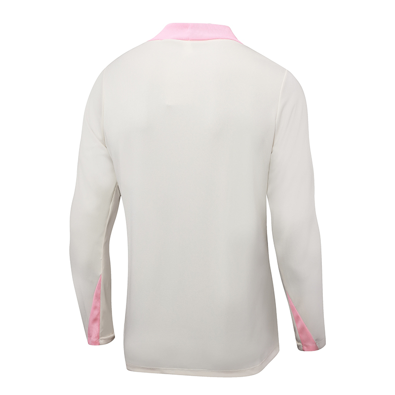 2024/2025 Psg Paris Saint-Germain Half-Pull Training Suit Beige with pink Set