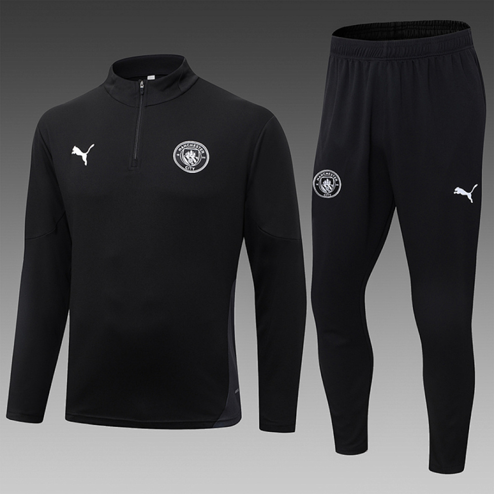 2025/2026 Manchester City Half-Pull Training Suit black Football Shirt 1:1 Thai Quality Set
