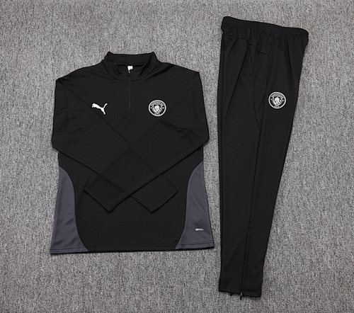 2025/2026 Manchester City Half-Pull Training Suit black Football Shirt 1:1 Thai Quality Set