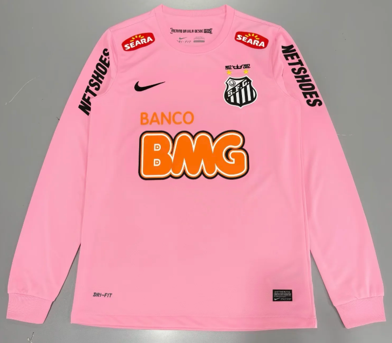 2012/2013 Retro Long Sleeve Santos Pink Football Jersey 1:1 Thai Quality