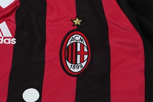 2009/2010 Long Sleeve Retro AC Milan Home Football Shirt 1:1 Thai Quality Kids Size