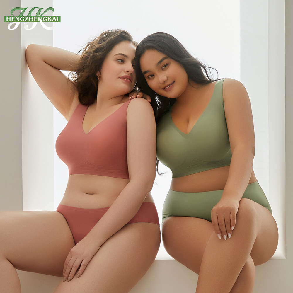 Hot Selling Seamless Comfortable Push up Womens Bra OEM ODM Lift Jelly Gel Soft Support Anti Sagging Sports Plus Size Bra Set