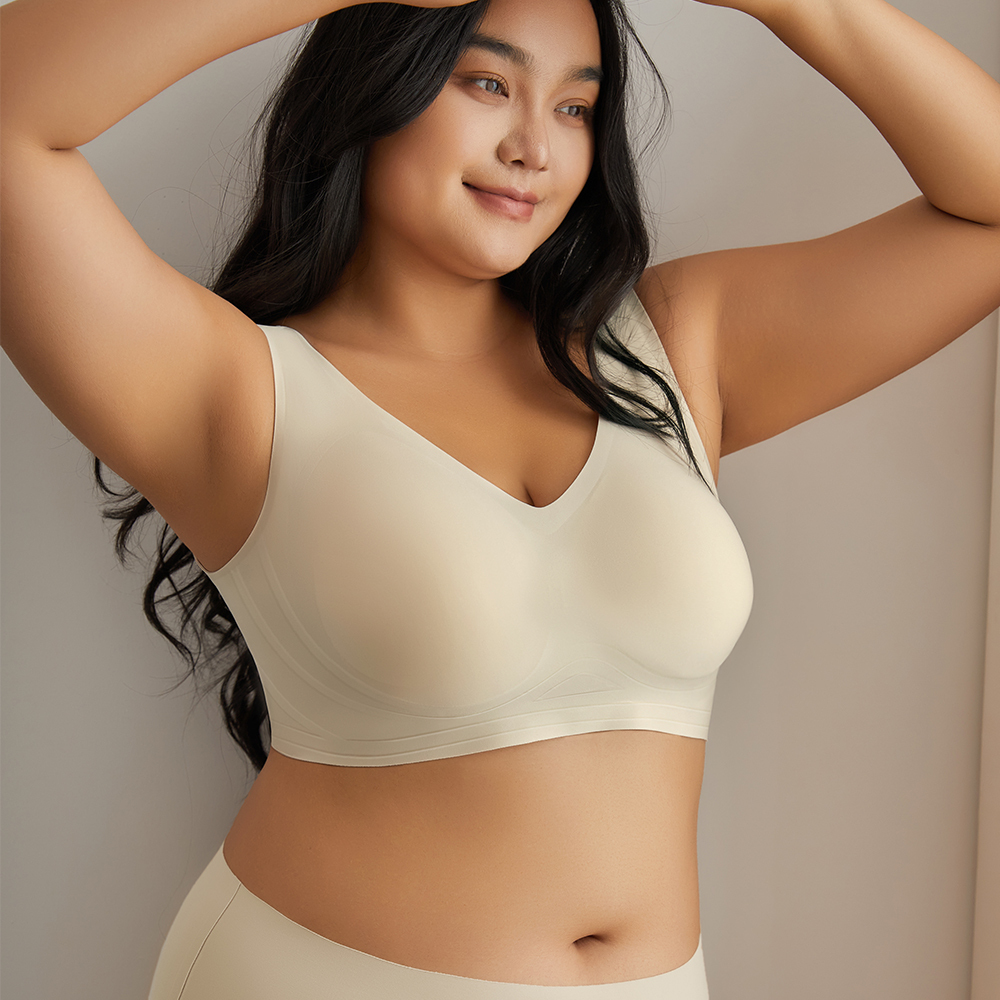 Hot Selling Seamless Comfortable Push up Womens Bra OEM ODM Lift Jelly Gel Soft Support Anti Sagging Sports Plus Size Bra Set