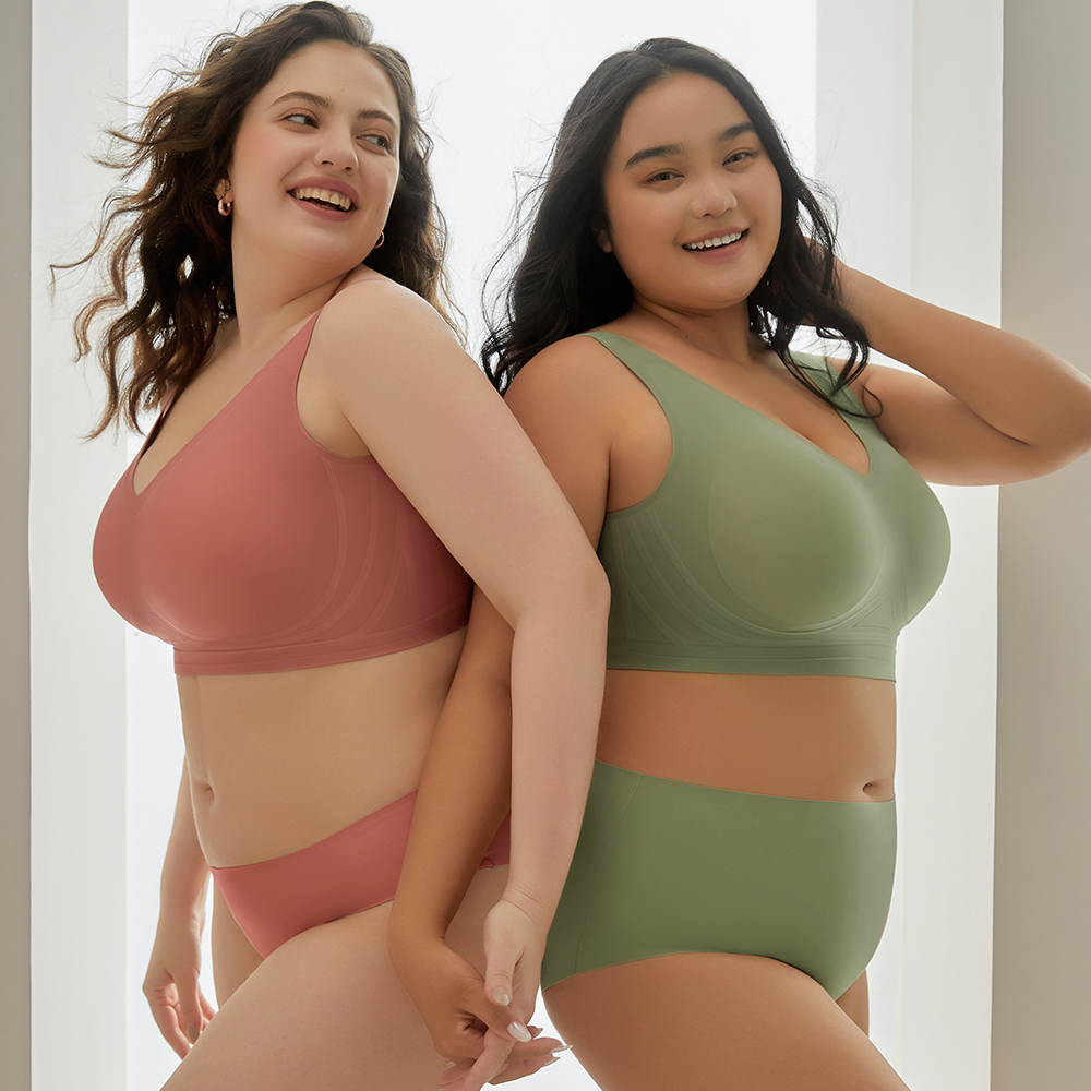 Hot Selling Seamless Comfortable Push up Womens Bra OEM ODM Lift Jelly Gel Soft Support Anti Sagging Sports Plus Size Bra Set