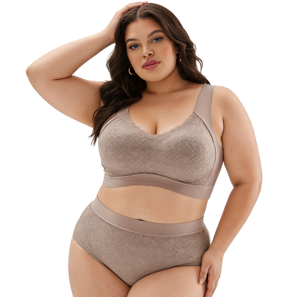 Wholesale Seamless Comfortable Push up Womens Lace Bra OEM ODM Wireless Soft Support Anti Sagging Tank Top Style Plus Size Bra