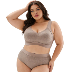 Wholesale Seamless Comfortable Push up Womens Lace Bra OEM ODM Wireless Soft Support Anti Sagging Tank Top Style Plus Size Bra