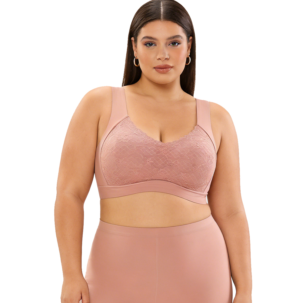Wholesale Seamless Comfortable Push up Womens Lace Bra OEM ODM Wireless Soft Support Anti Sagging Tank Top Style Plus Size Bra