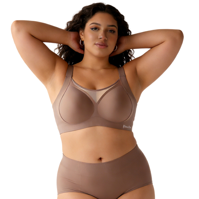 High Quality Wireless Comfortable Push up Fixed Cups Seamless Womens Bra Wholesale Full Coverage Cup Lace Neckline Plus Size Bra