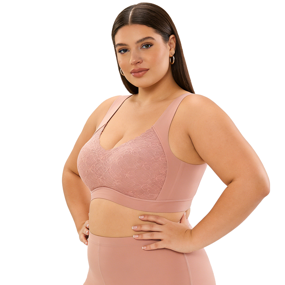 Wholesale Seamless Comfortable Push up Womens Lace Bra OEM ODM Wireless Soft Support Anti Sagging Tank Top Style Plus Size Bra