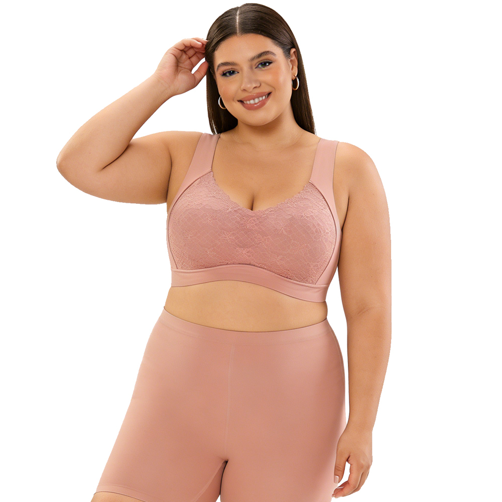 Wholesale Seamless Comfortable Push up Womens Lace Bra OEM ODM Wireless Soft Support Anti Sagging Tank Top Style Plus Size Bra