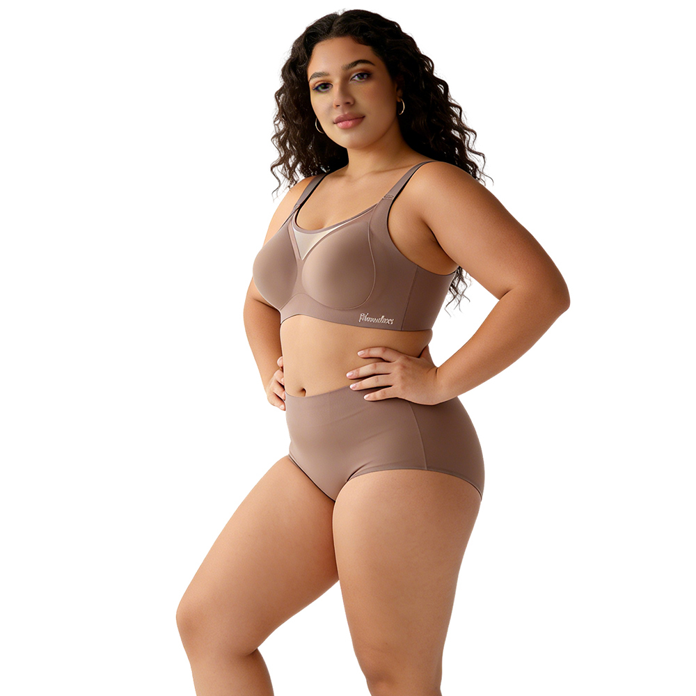 High Quality Wireless Comfortable Push up Fixed Cups Seamless Womens Bra Wholesale Full Coverage Cup Lace Neckline Plus Size Bra