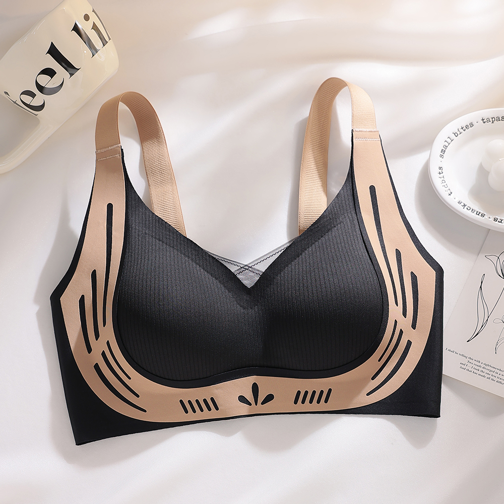 High Quality Comfortable Push up Wireless Womens Bra Wholesale Fixed Cups Lift Anti Sagging Sports Seamless Bra