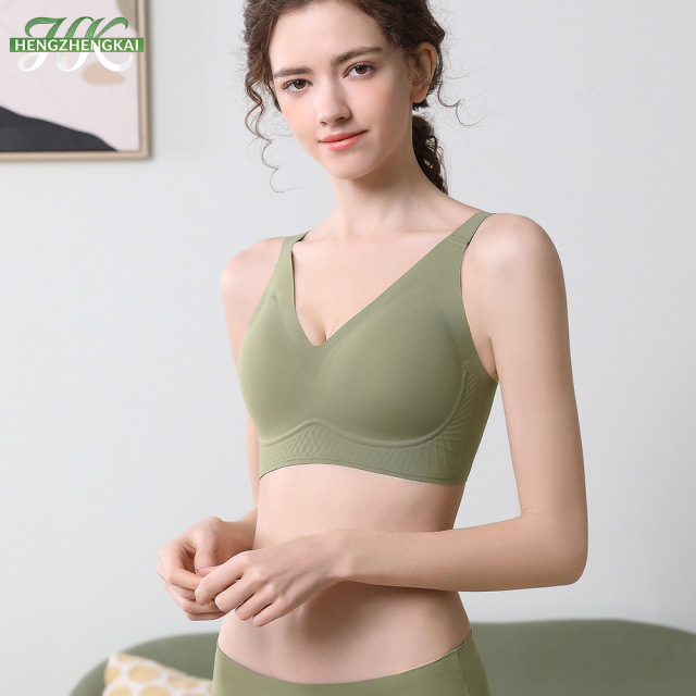 Wholesale Comfortable Push up Seamless Bra High Quality Wireless Full Coverage Cup V Neck Soft Support Lift Plus Size Bra