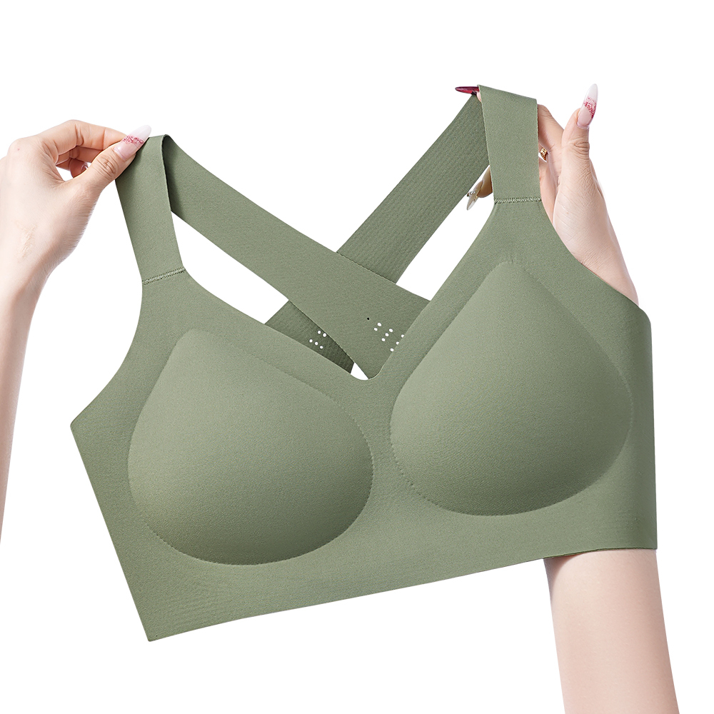 Wholesale Comfortable Breathable Push up Wireless Womens Bra OEM ODM Seamless Cross Back Beauty Back Plus Size Bra