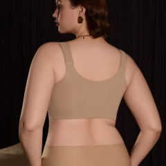 High Quality Wireless High Stretch Breathable Womens Bra OEM ODM Lift Push up Front Zipper Seamless Plus Size Bra