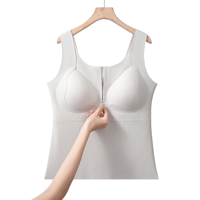 New Arrival Comfortable Push up With Chest Pad Seamless Womens  Long Vest Wholesale Front Zipper Plus Size Bra