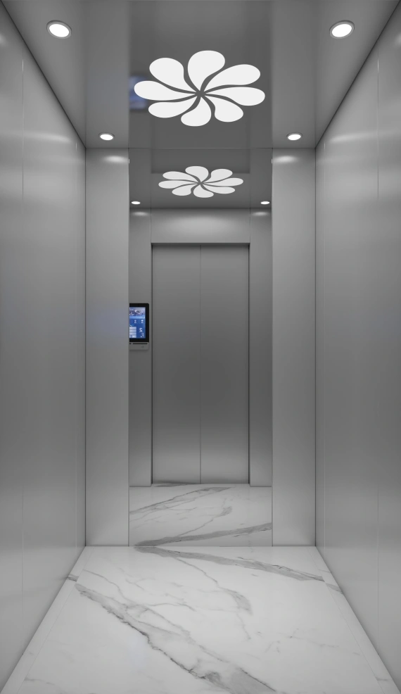 KW-A-001 traction home elevator car decoration with mirror finish stainless steel ceiling