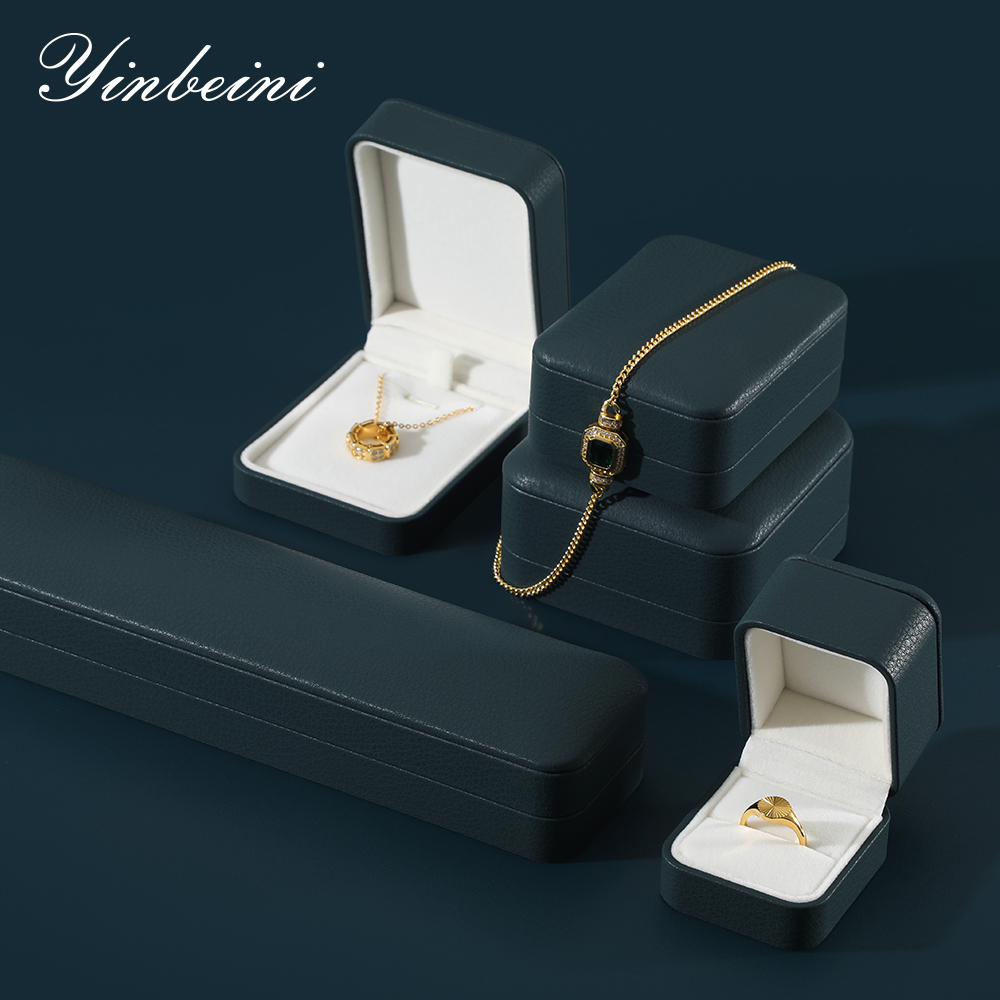 Yinbeini Wedding Ring Box Bracelet Box Long Necklace Earrings Storage Box PU Leather Jewelry Display Organizer Gift Proposal Box H002