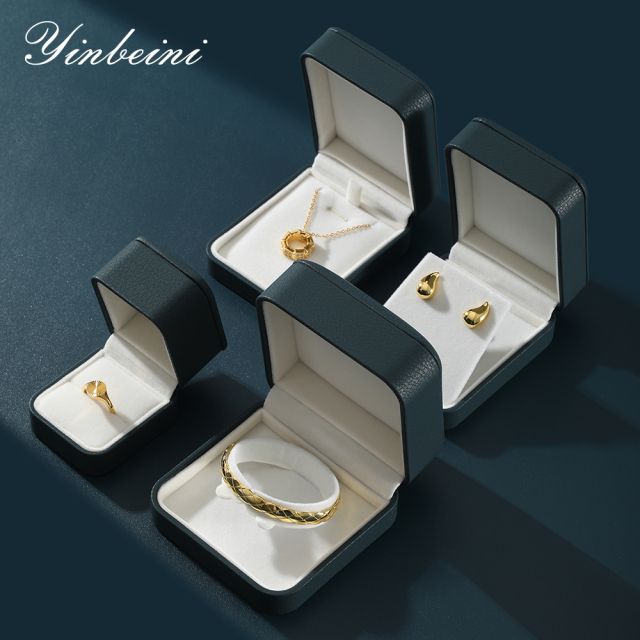 Yinbeini Wedding Ring Box Bracelet Box Long Necklace Earrings Storage Box PU Leather Jewelry Display Organizer Gift Proposal Box H002