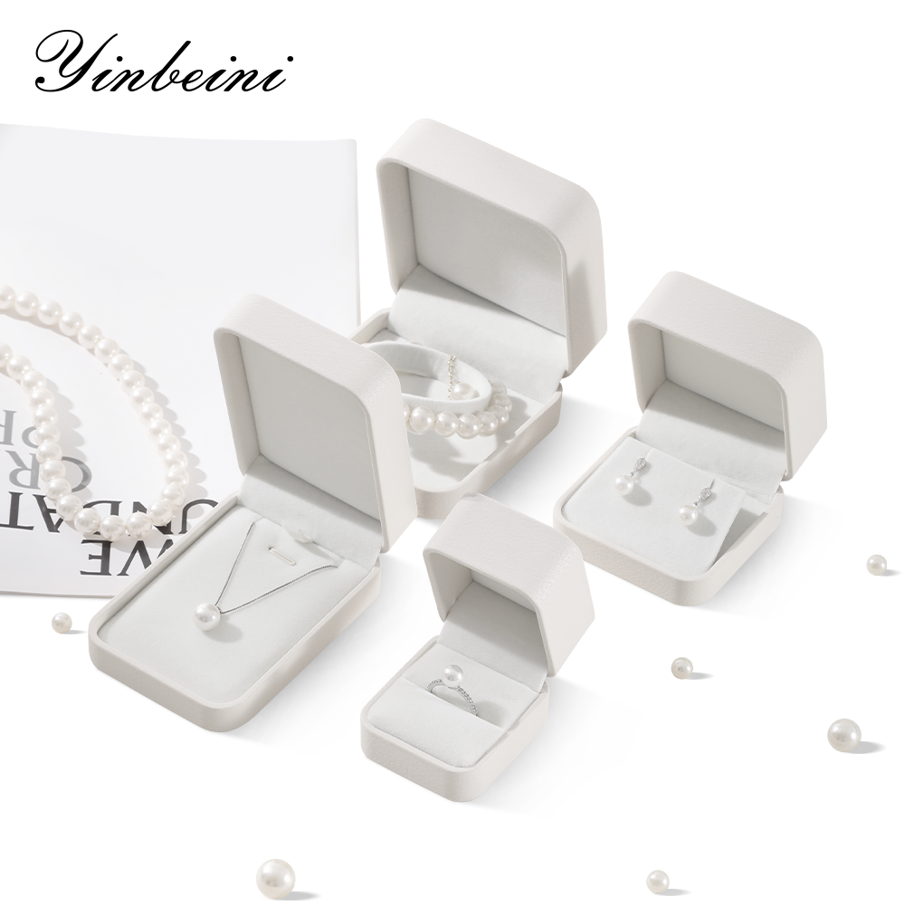 Yinbeini Wedding Ring Box Bracelet Long Necklace Earrings Storage Case PU Leather Jewelry Display Organizer Gift Proposal Box H005