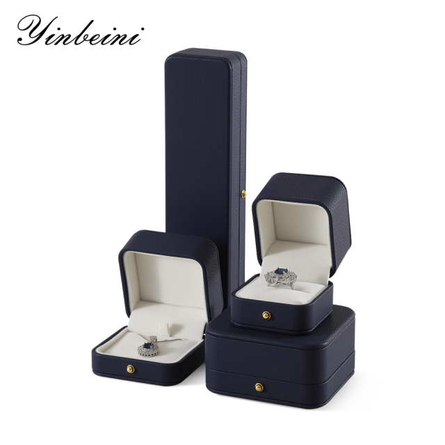 yinbeini PU Leather Bracelet Long Necklace Storage Box Engagement Proposal Wedding Ring Display Box Long Chain Jewelry Organizer H008