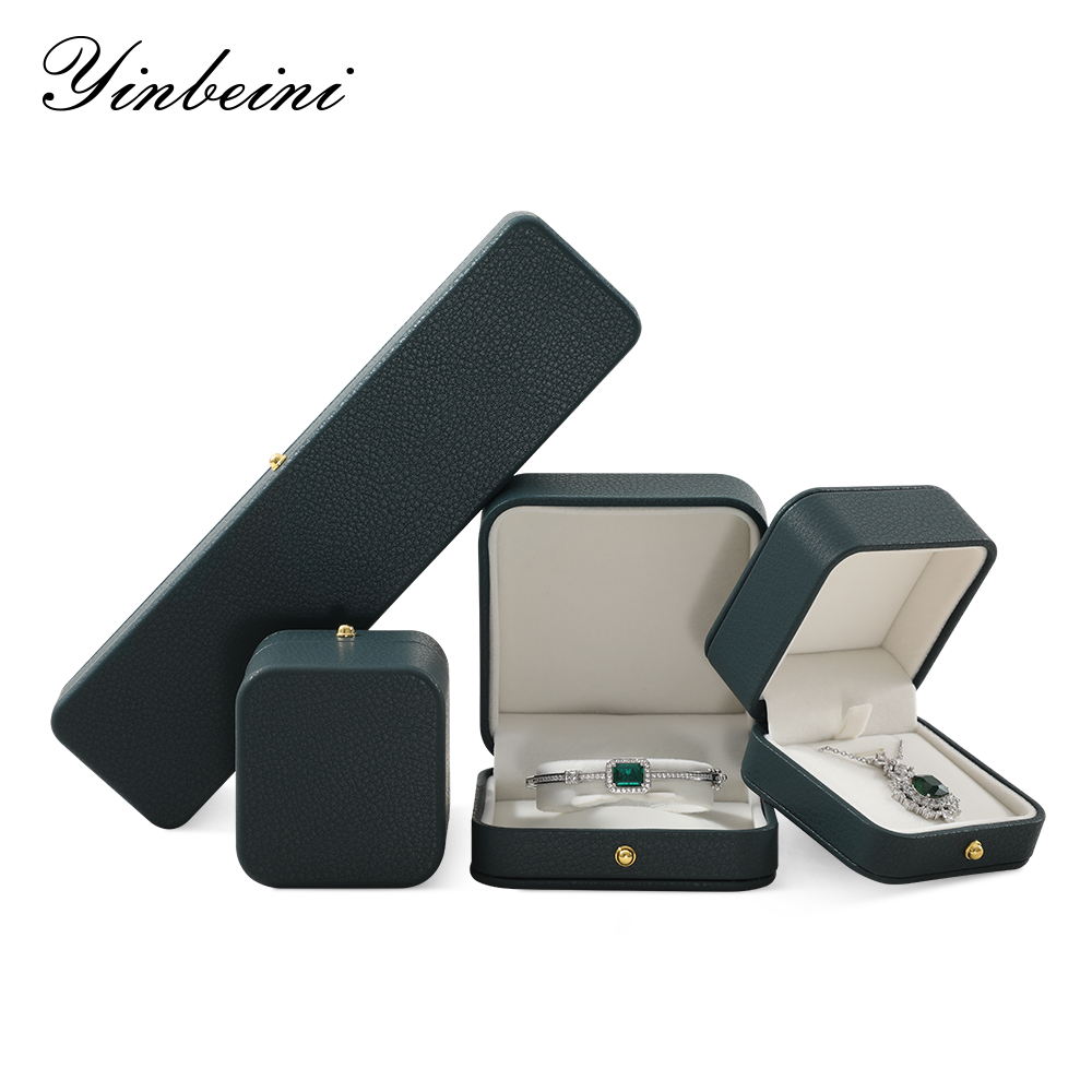 yinbeini PU Leather Bracelet Long Necklace Storage Box Engagement Proposal Wedding Ring Display Box Long Chain Jewelry Organizer H008