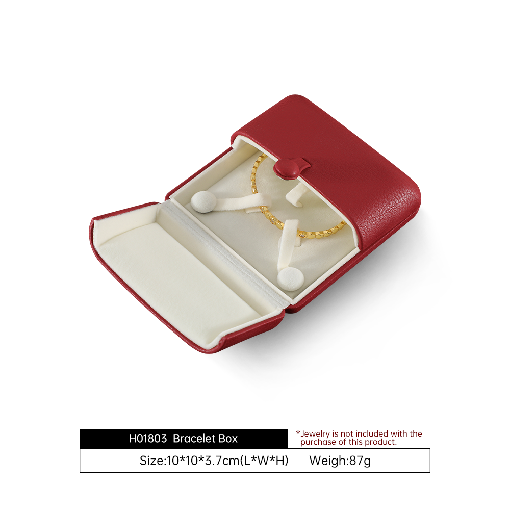Yinbeini PU Leather Double-Opening Snap Clasp Ring Box Earring Storage Box Proposal Engagement Gift Box Jewelry Organizer Box H020