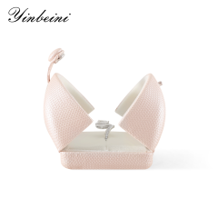 Yinbeini PU Leather Double-Opening Snap Clasp Ring Box Earring Storage Box Proposal Engagement Gift Box Jewelry Organizer Box H020