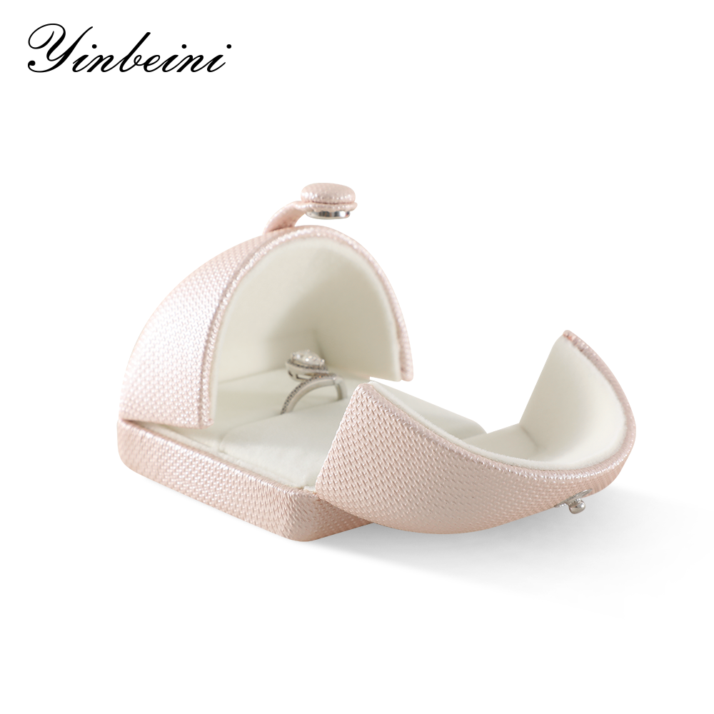 Yinbeini PU Leather Double-Opening Snap Clasp Ring Box Earring Storage Box Proposal Engagement Gift Box Jewelry Organizer Box H020