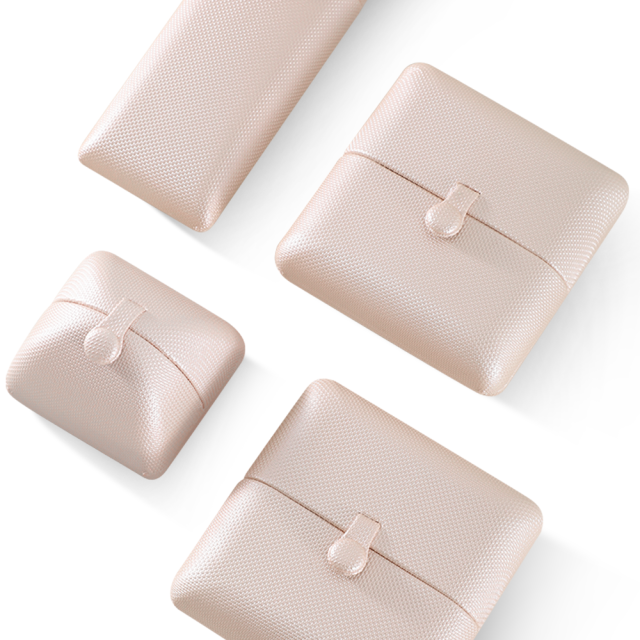 Yinbeini PU Leather Double-Opening Snap Clasp Ring Box Earring Storage Box Proposal Engagement Gift Box Jewelry Organizer Box H020