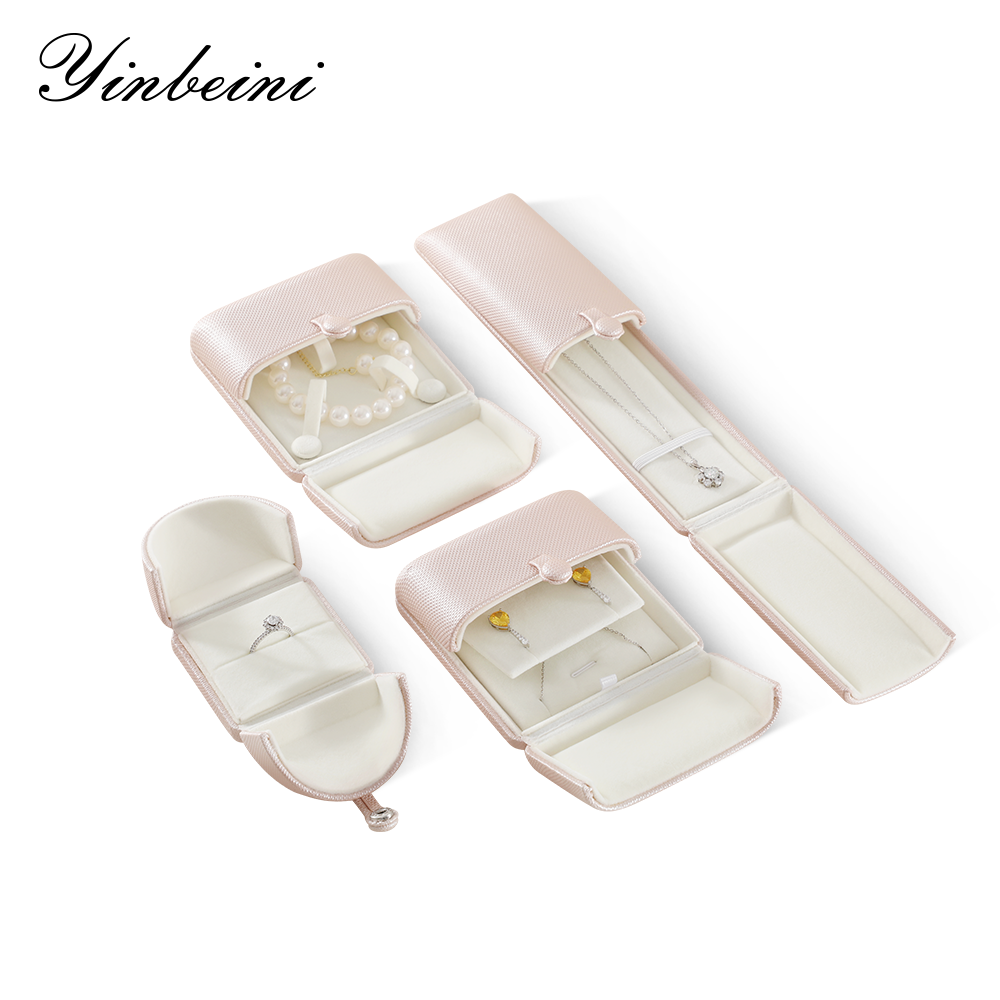 Yinbeini PU Leather Double-Opening Snap Clasp Ring Box Earring Storage Box Proposal Engagement Gift Box Jewelry Organizer Box H020