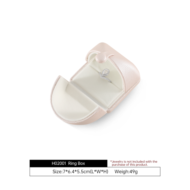 Yinbeini PU Leather Double-Opening Snap Clasp Ring Box Earring Storage Box Proposal Engagement Gift Box Jewelry Organizer Box H020