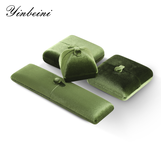 Yinbeini Necklace Earrings Storage Velvet Jewelry Display Box Double-Opening Snap Closure Wedding Ring Box H027