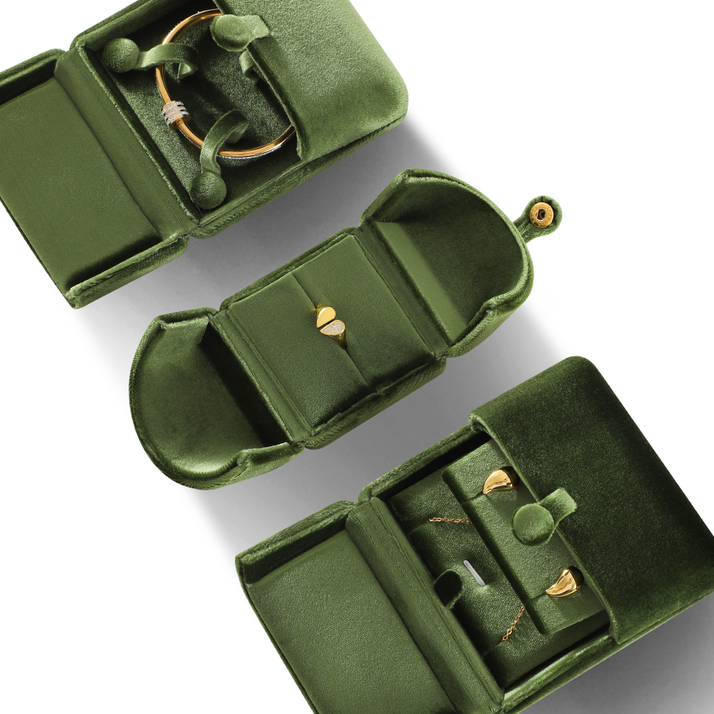 Yinbeini Necklace Earrings Storage Velvet Jewelry Display Box Double-Opening Snap Closure Wedding Ring Box H027