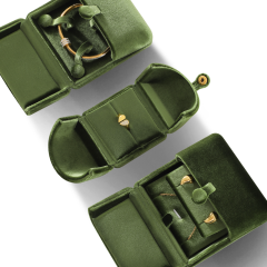 Yinbeini Necklace Earrings Storage Velvet Jewelry Display Box Double-Opening Snap Closure Wedding Ring Box H027