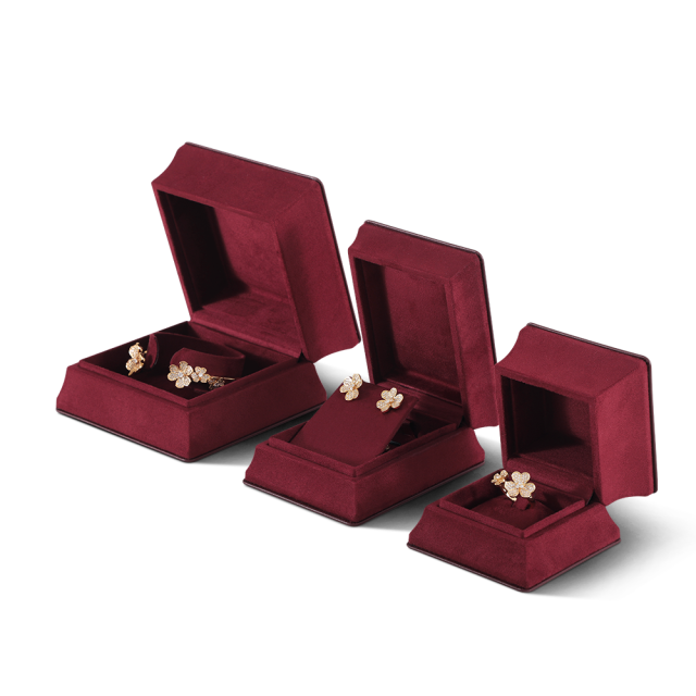 Yinbeini Velvet Slim Waist Red Bracelet Box Jewelry Packaging Box Jade Pearl Box H015