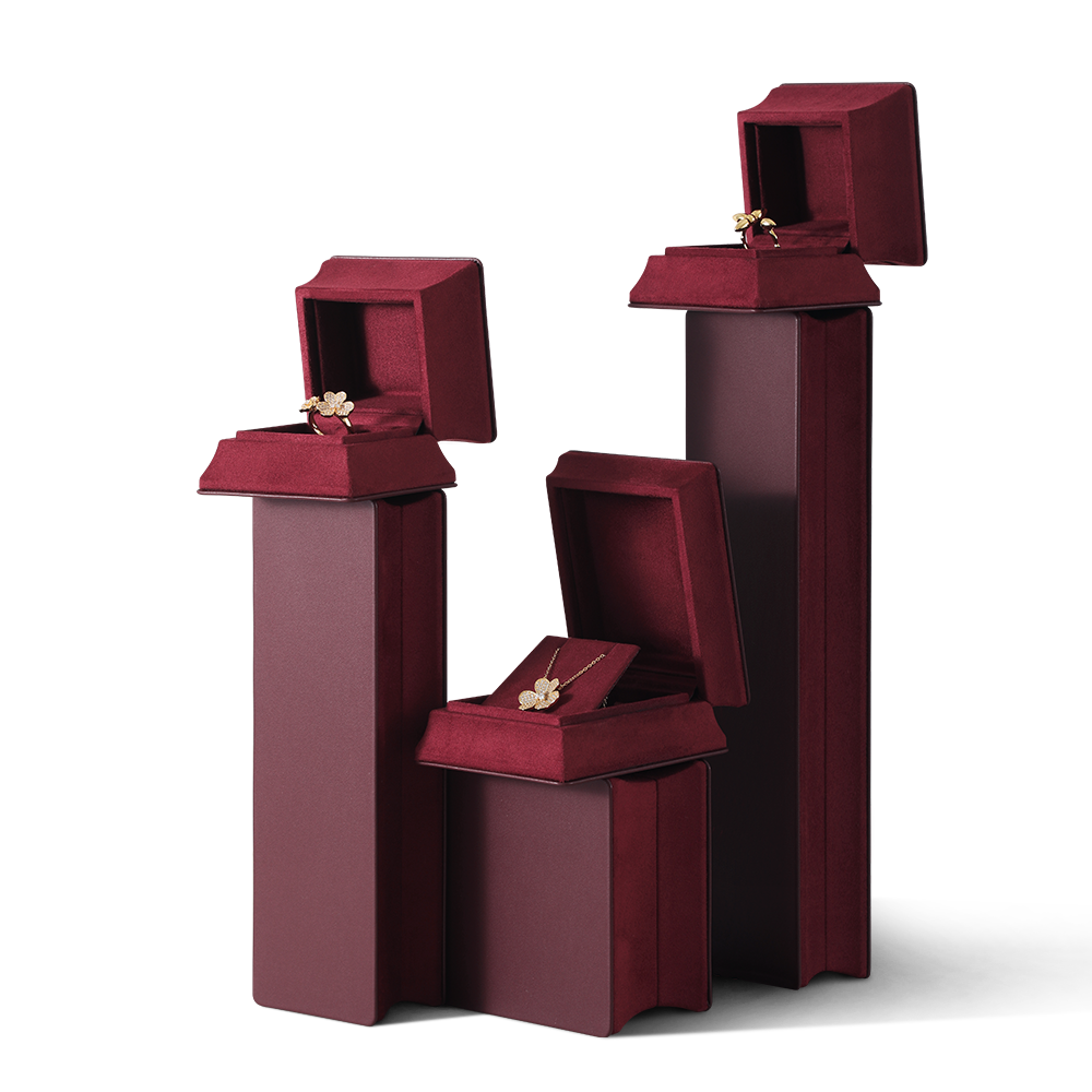 Yinbeini Velvet Slim Waist Red Bracelet Box Jewelry Packaging Box Jade Pearl Box H015