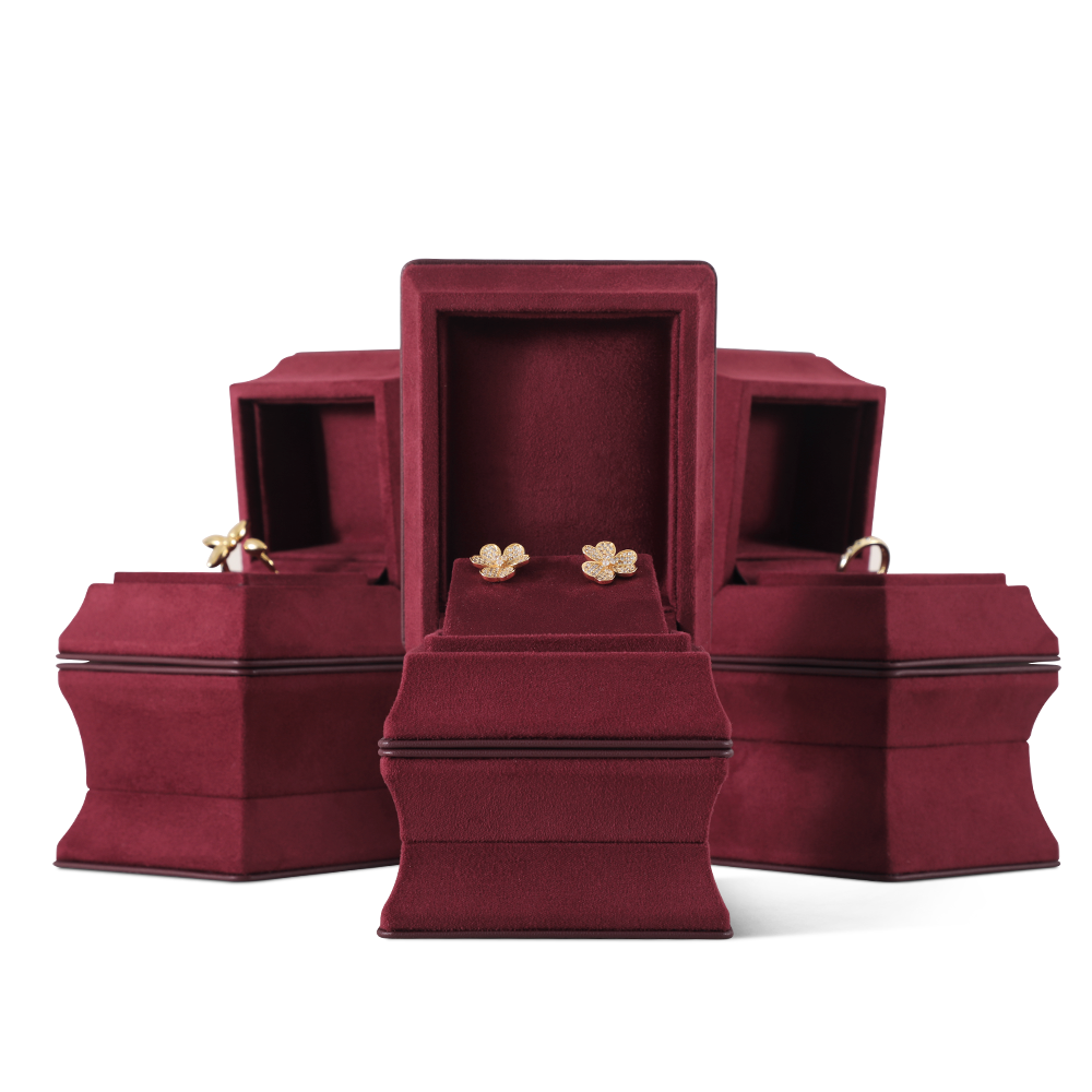 Yinbeini Velvet Slim Waist Red Bracelet Box Jewelry Packaging Box Jade Pearl Box H015