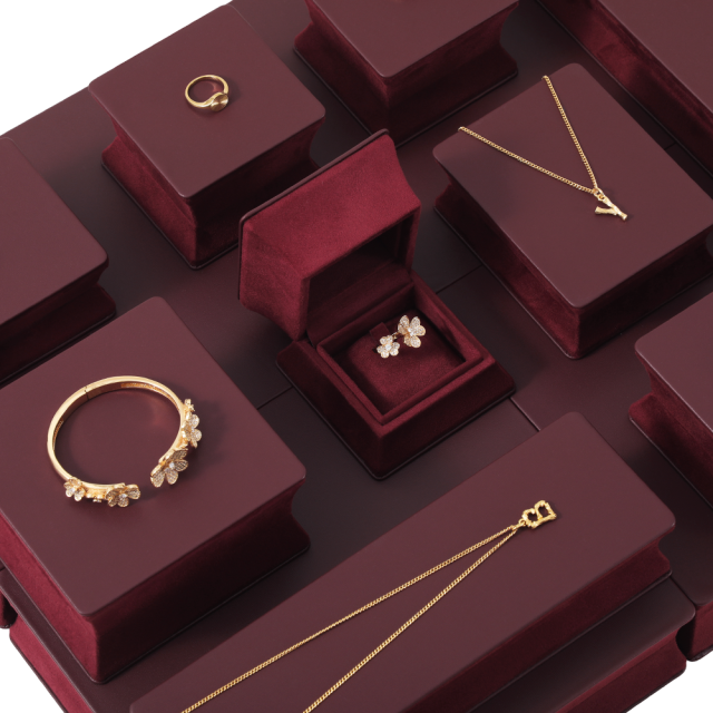 Yinbeini Velvet Slim Waist Red Bracelet Box Jewelry Packaging Box Jade Pearl Box H015